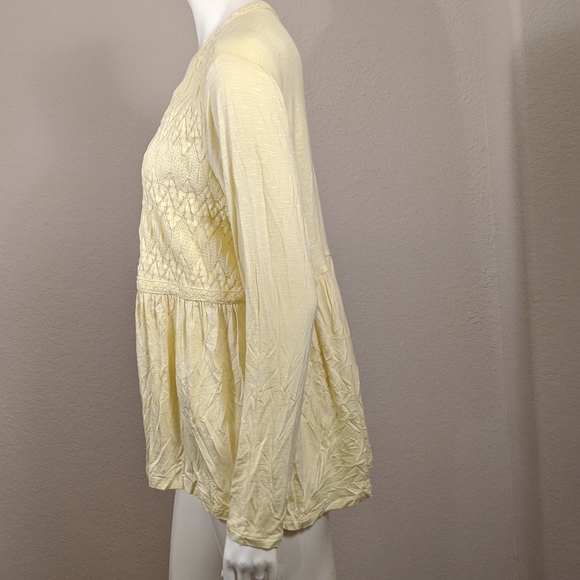 Style & Co. Womens Slub Lace T-Shirt Spring Yellow - Picture 5 of 9
